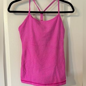 Lululemon Y tank. Pink with subtle white stripe. Size 6.